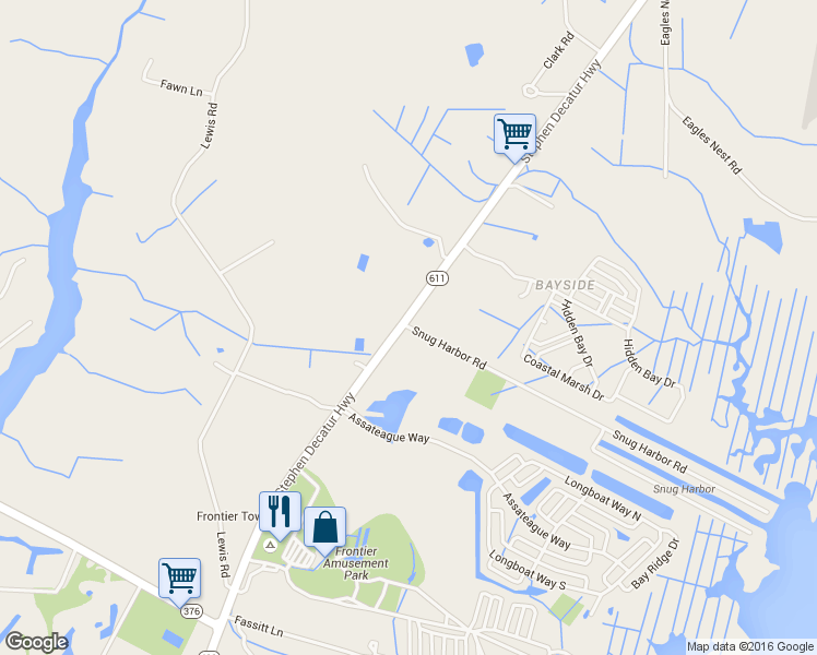 map of restaurants, bars, coffee shops, grocery stores, and more near 12104 Snug Harbor Road in Berlin