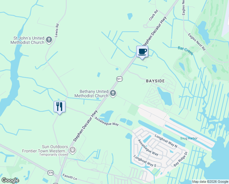 map of restaurants, bars, coffee shops, grocery stores, and more near 8665-8731 Stephen Decatur Highway in Berlin