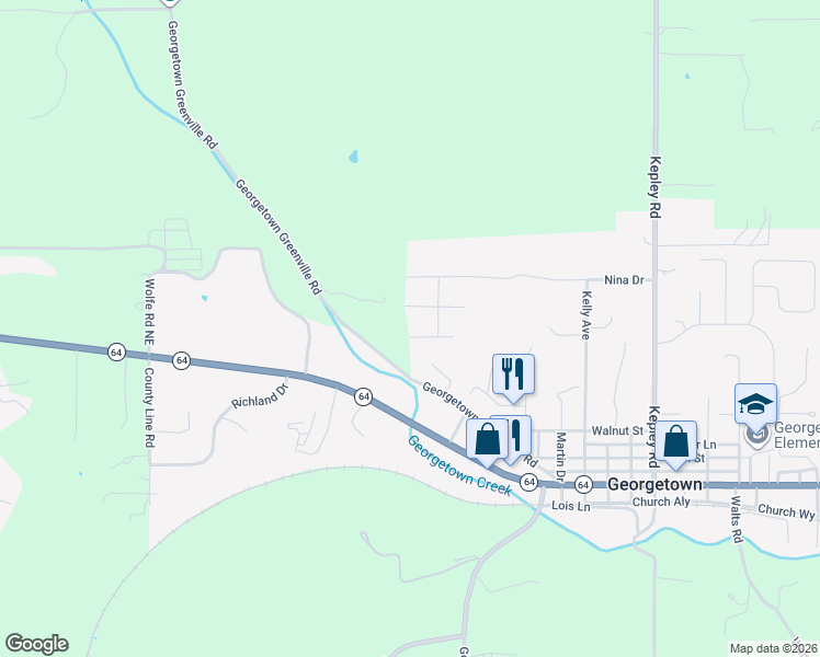 map of restaurants, bars, coffee shops, grocery stores, and more near 9210 Dawn Drive in Georgetown
