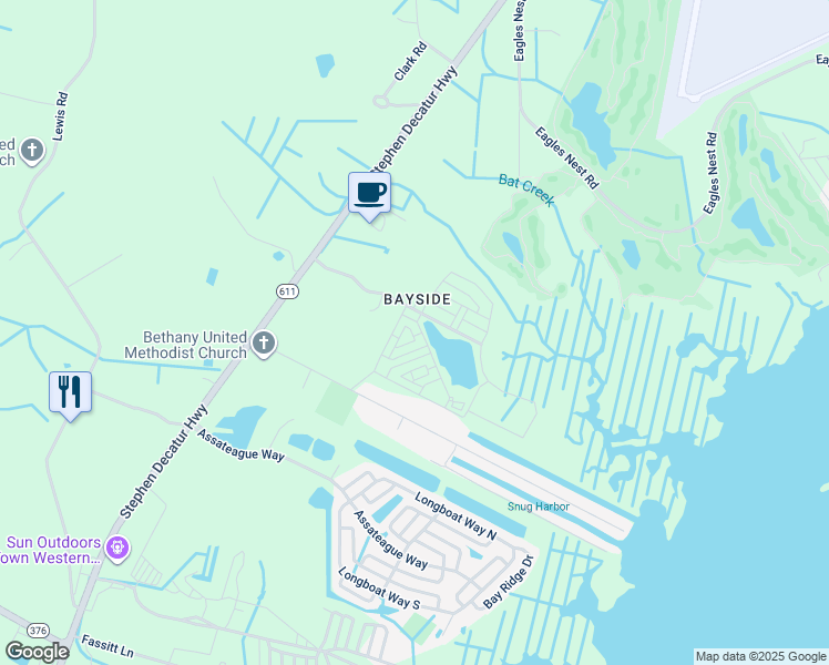 map of restaurants, bars, coffee shops, grocery stores, and more near 12461 Coastal Marsh Drive in Ocean City