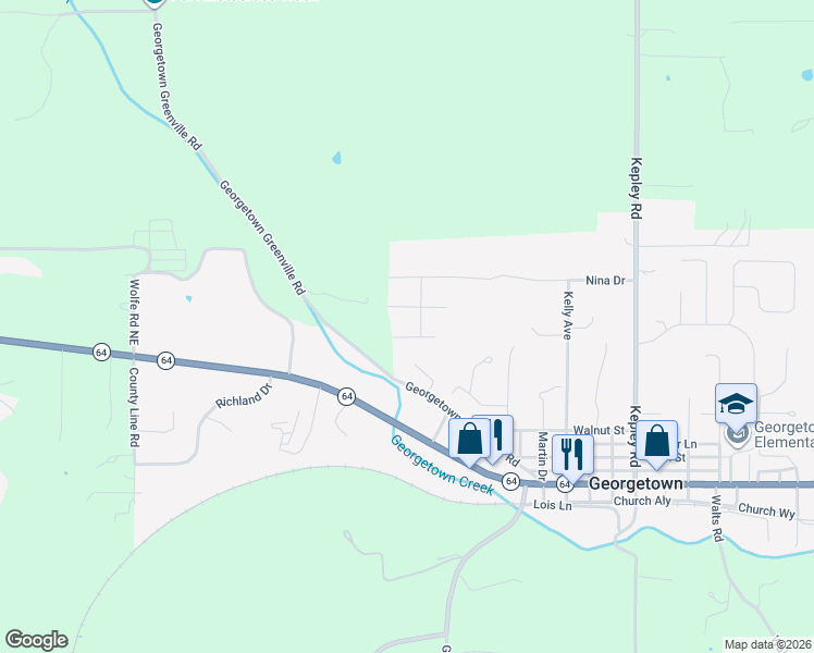 map of restaurants, bars, coffee shops, grocery stores, and more near 9210 Dawn Drive in Georgetown