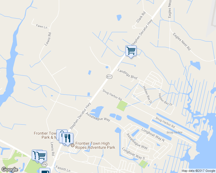 map of restaurants, bars, coffee shops, grocery stores, and more near 8635 Stephen Decatur Highway in Berlin