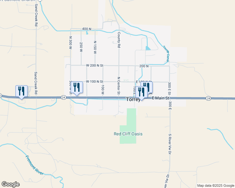 map of restaurants, bars, coffee shops, grocery stores, and more near 19 East Center Street in Teasdale