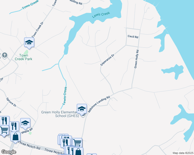 map of restaurants, bars, coffee shops, grocery stores, and more near 46120 West Bayview Terrace in Lexington Park