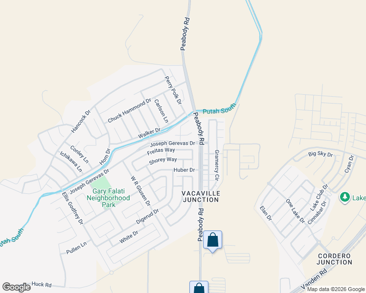 map of restaurants, bars, coffee shops, grocery stores, and more near 2574 Freitas Way in Fairfield