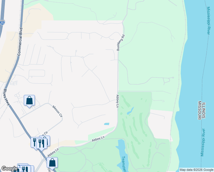 map of restaurants, bars, coffee shops, grocery stores, and more near 119 Saint Benedict in Pevely