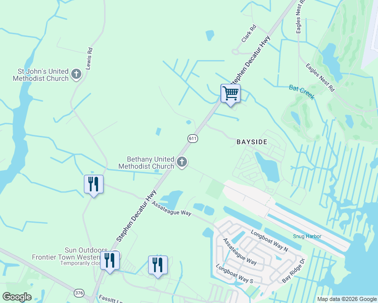 map of restaurants, bars, coffee shops, grocery stores, and more near 8665-8731 Stephen Decatur Highway in Berlin