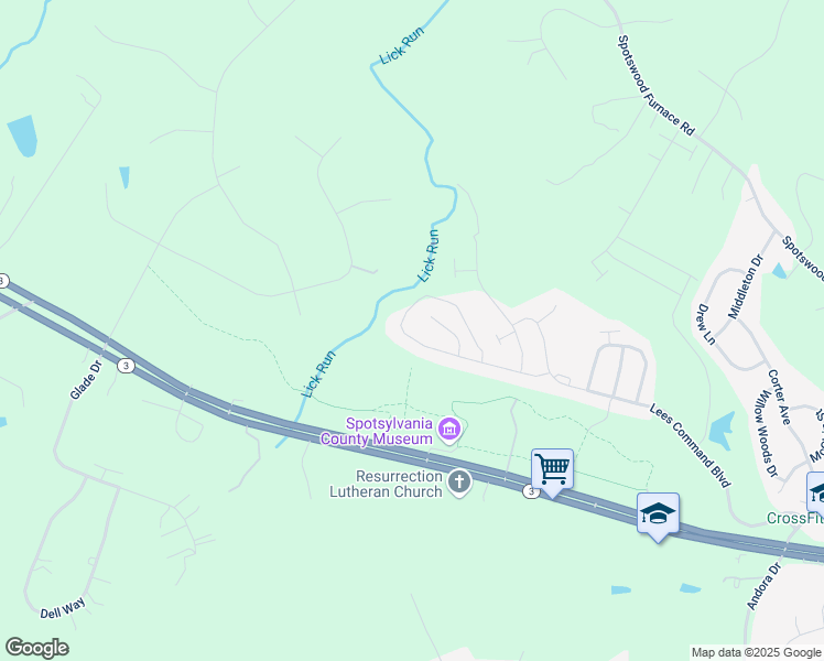 map of restaurants, bars, coffee shops, grocery stores, and more near 7823 General Wright Drive in Fredericksburg