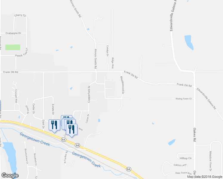 map of restaurants, bars, coffee shops, grocery stores, and more near 7003 Windsong Court in Georgetown