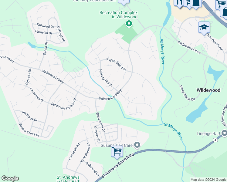 map of restaurants, bars, coffee shops, grocery stores, and more near 23104 Sweetbay Lane in California