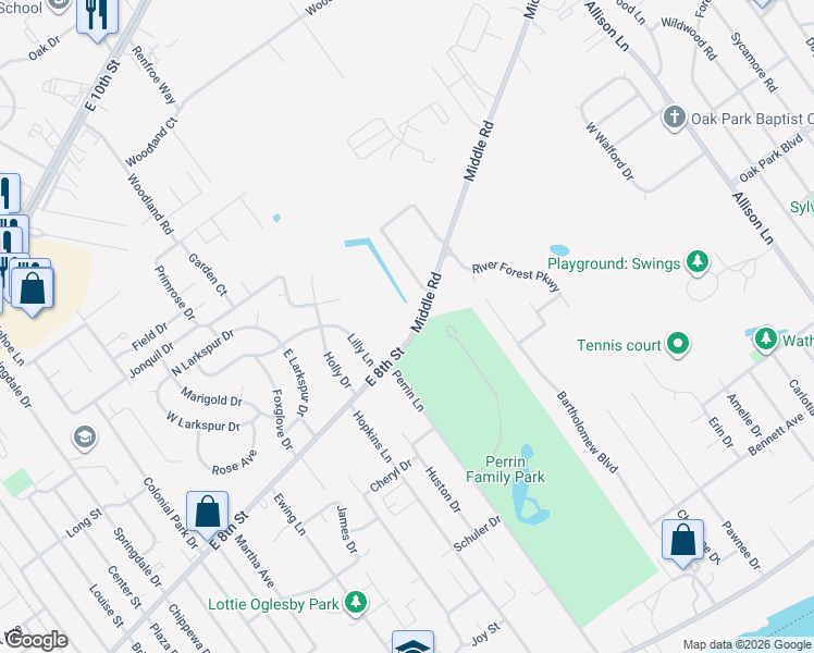 map of restaurants, bars, coffee shops, grocery stores, and more near 2100-2174 Middle Rd in Jeffersonville