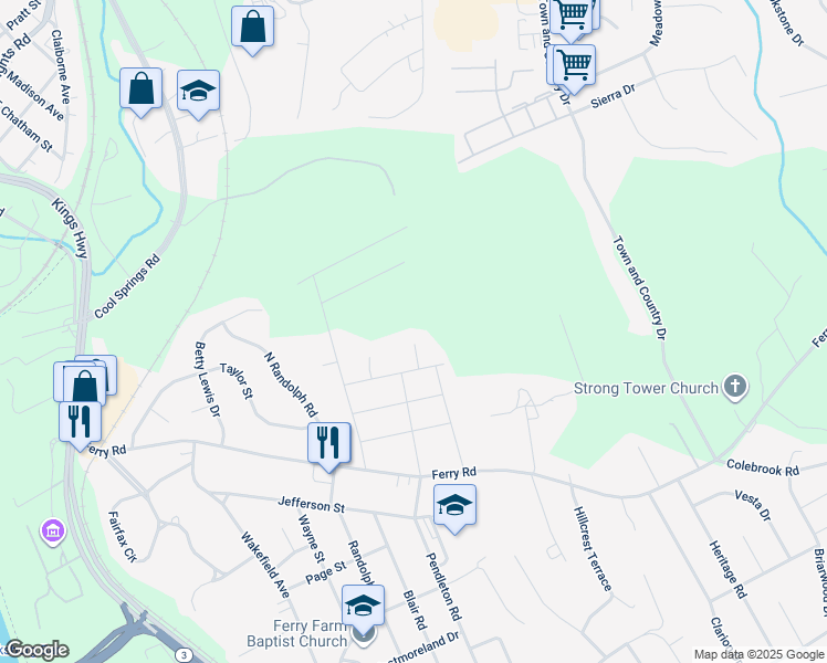 map of restaurants, bars, coffee shops, grocery stores, and more near 7 Dinwiddie Court in Falmouth