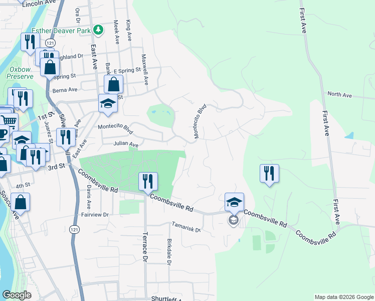 map of restaurants, bars, coffee shops, grocery stores, and more near 48 Pascale Place in Napa