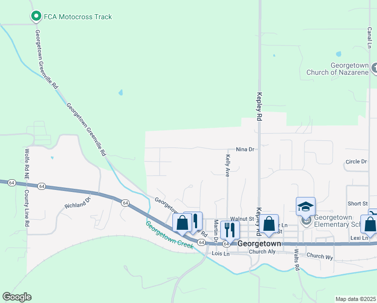 map of restaurants, bars, coffee shops, grocery stores, and more near in Georgetown