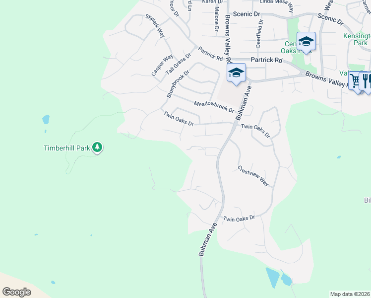 map of restaurants, bars, coffee shops, grocery stores, and more near 1132 Estates Drive in Napa