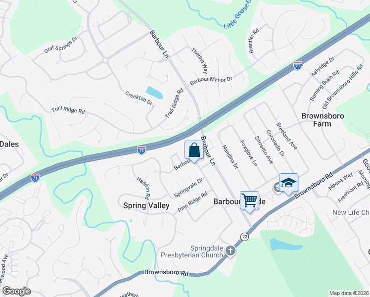 map of restaurants, bars, coffee shops, grocery stores, and more near 3506 Hillvale Road in Louisville