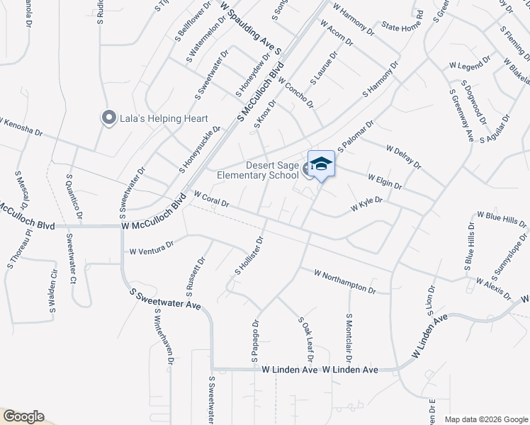 map of restaurants, bars, coffee shops, grocery stores, and more near 371 West Coral Drive in Pueblo West
