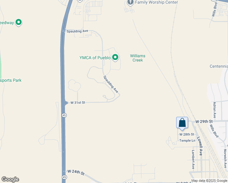 map of restaurants, bars, coffee shops, grocery stores, and more near 3107 East Spaulding Avenue in Pueblo