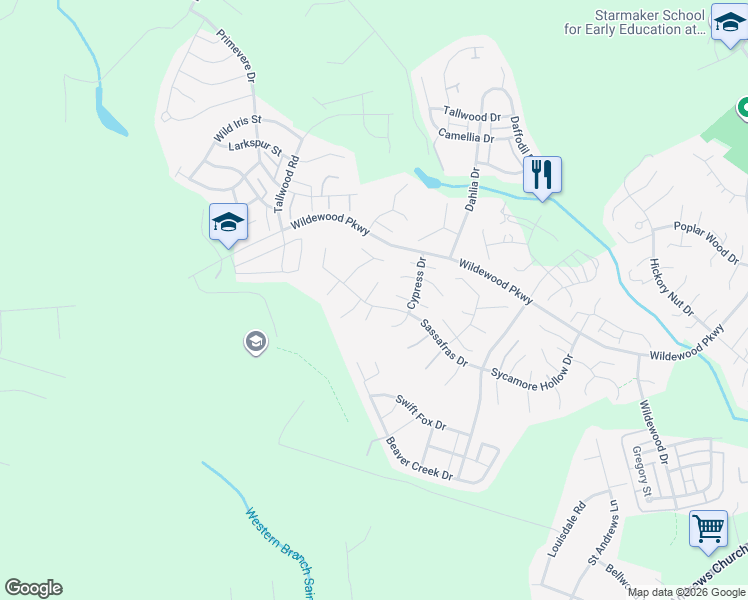 map of restaurants, bars, coffee shops, grocery stores, and more near 23160 Whistlewood Lane in California