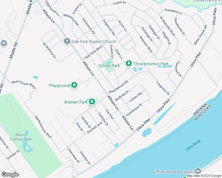 map of restaurants, bars, coffee shops, grocery stores, and more near 604 Allison Lane in Jeffersonville