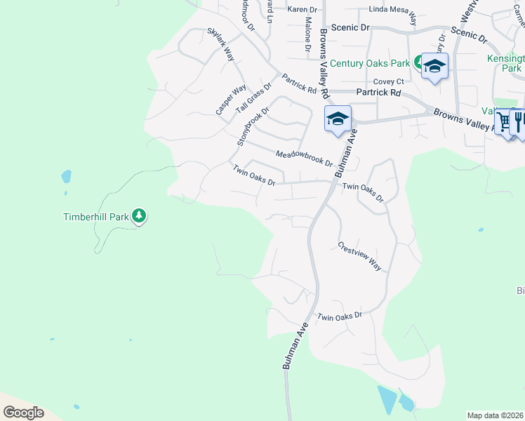 map of restaurants, bars, coffee shops, grocery stores, and more near 1132 Estates Drive in Napa