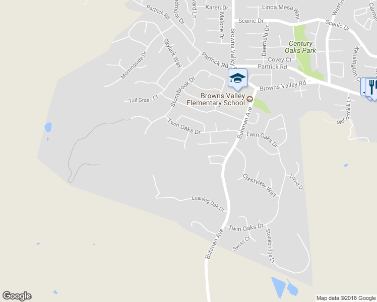 map of restaurants, bars, coffee shops, grocery stores, and more near 1132 Estates Drive in Napa