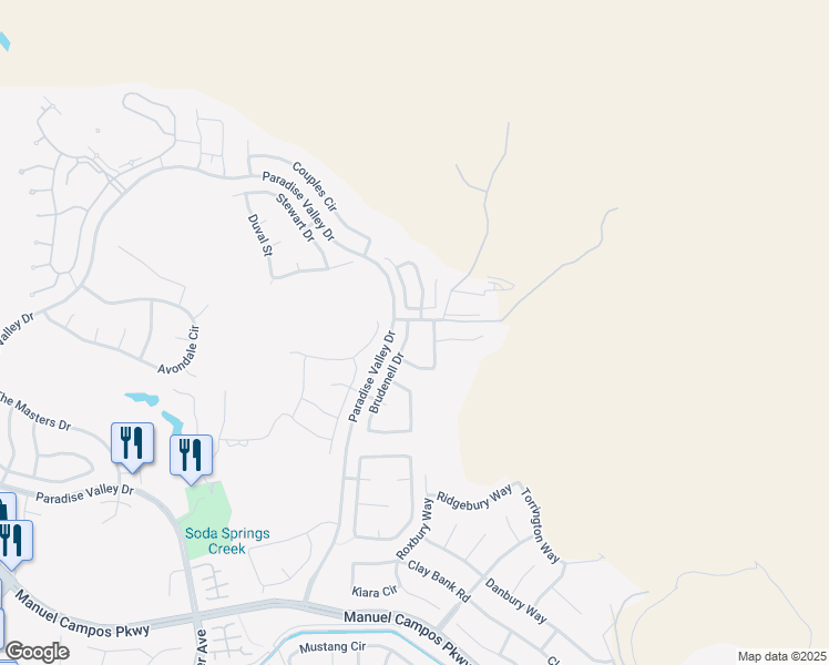 map of restaurants, bars, coffee shops, grocery stores, and more near 4252 Brudenell Drive in Fairfield