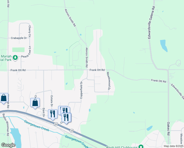map of restaurants, bars, coffee shops, grocery stores, and more near 1174 Copperfield Drive in Georgetown