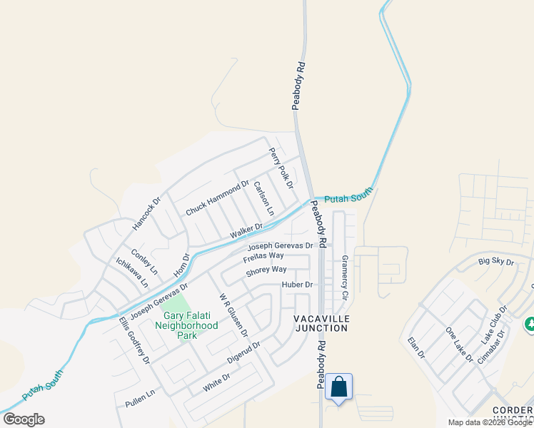map of restaurants, bars, coffee shops, grocery stores, and more near 2548 Walker Drive in Fairfield