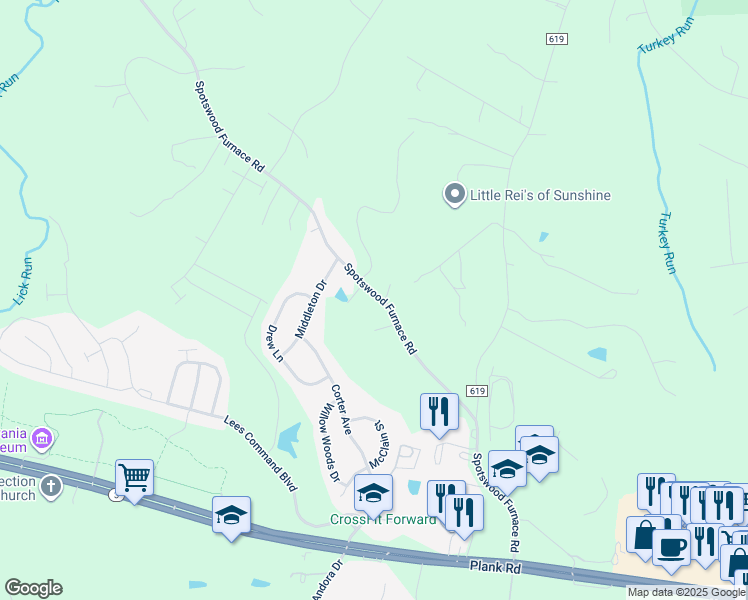map of restaurants, bars, coffee shops, grocery stores, and more near 12510 Spotswood Furnace Rd in Fredericksburg