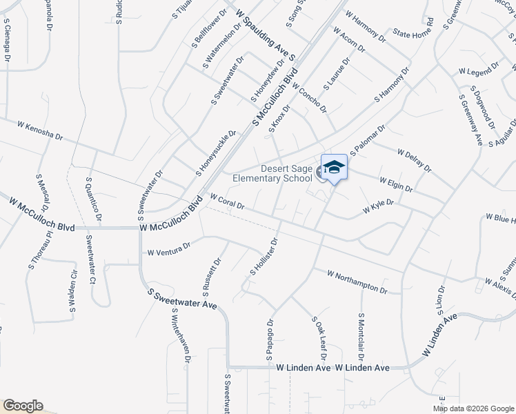 map of restaurants, bars, coffee shops, grocery stores, and more near 395 West Coral Drive in Pueblo West