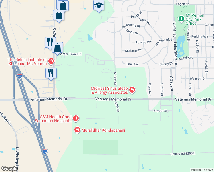 map of restaurants, bars, coffee shops, grocery stores, and more near in Mount Vernon