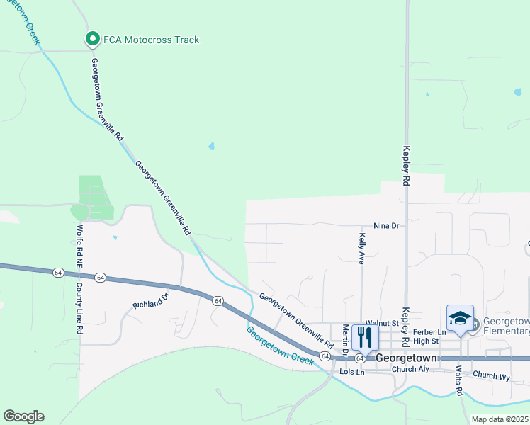 map of restaurants, bars, coffee shops, grocery stores, and more near 9208 Nina Drive in Georgetown