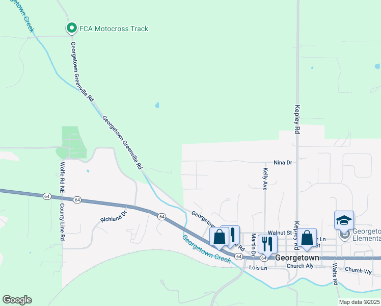 map of restaurants, bars, coffee shops, grocery stores, and more near 9208 Nina Drive in Georgetown