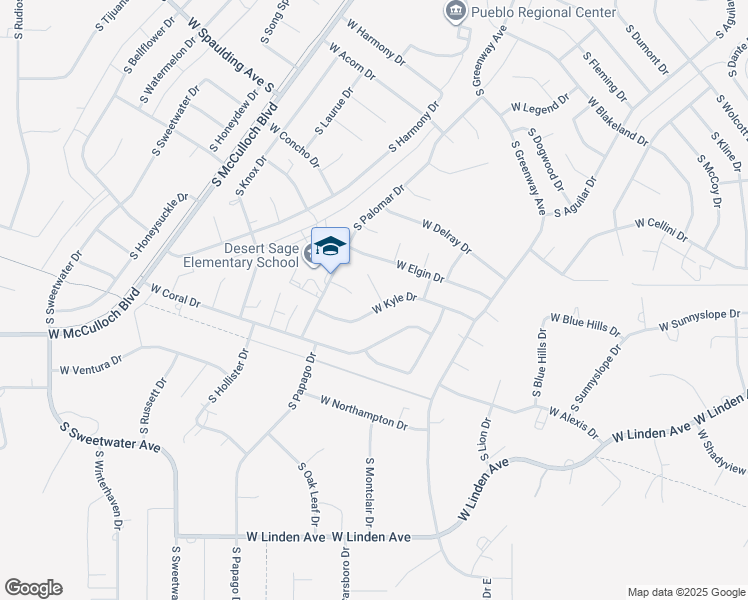 map of restaurants, bars, coffee shops, grocery stores, and more near 271 W Kyle Dr in Pueblo