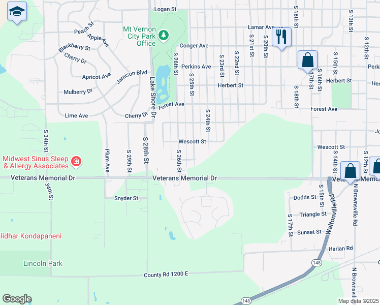 map of restaurants, bars, coffee shops, grocery stores, and more near 2501-2507 Ferguson St in Mt Vernon