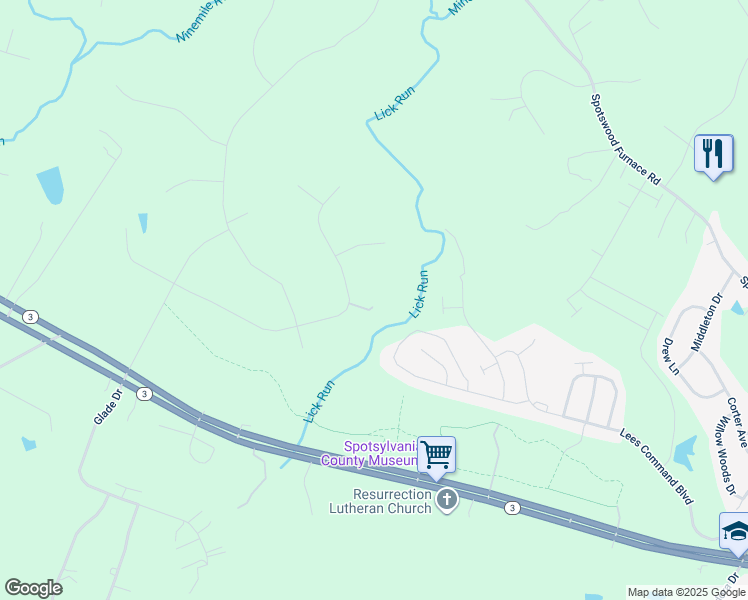 map of restaurants, bars, coffee shops, grocery stores, and more near 6191 Plank Road in Fredericksburg