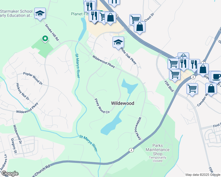 map of restaurants, bars, coffee shops, grocery stores, and more near 44628 Cedar Court in California