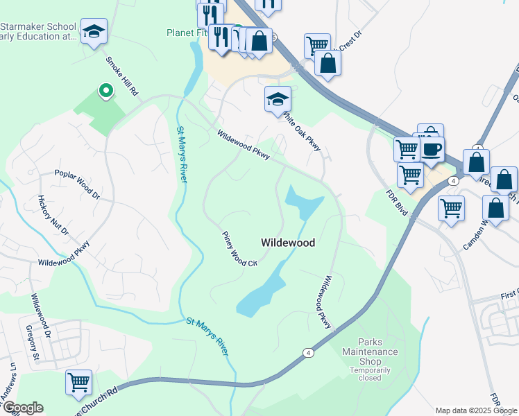 map of restaurants, bars, coffee shops, grocery stores, and more near 44628 Cedar Court in California