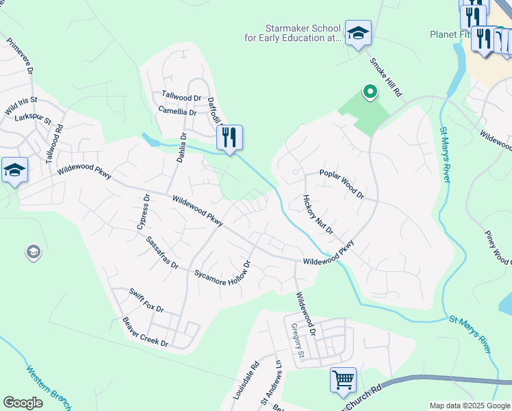 map of restaurants, bars, coffee shops, grocery stores, and more near 44140 Outrigger Way in California
