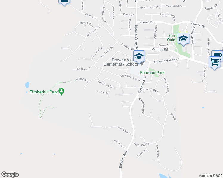 map of restaurants, bars, coffee shops, grocery stores, and more near 3531 Twin Oaks Drive in Napa