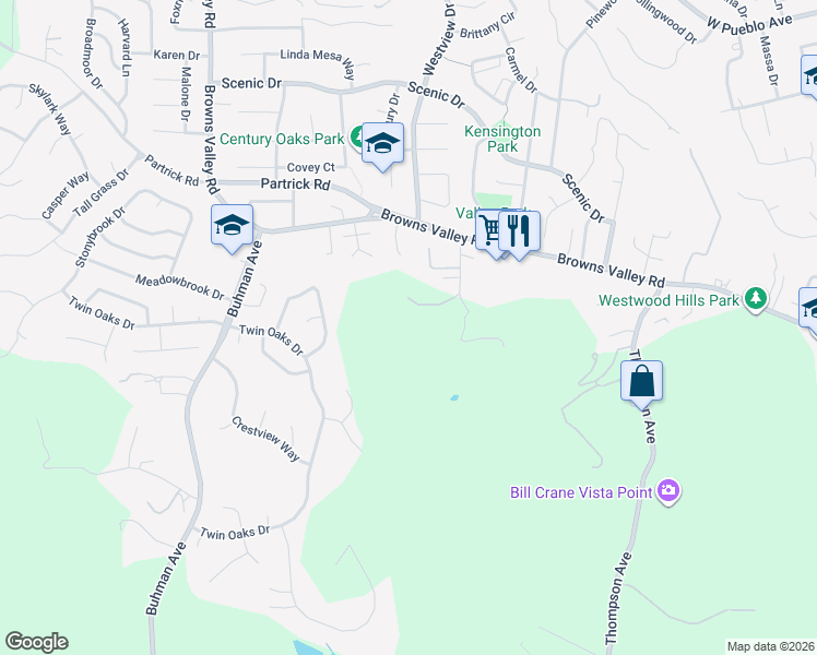 map of restaurants, bars, coffee shops, grocery stores, and more near 1040 McCormick Lane in Napa