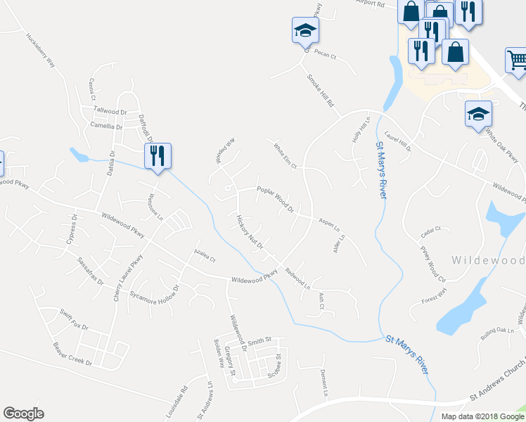 map of restaurants, bars, coffee shops, grocery stores, and more near 23184 Bent Tree Lane in California