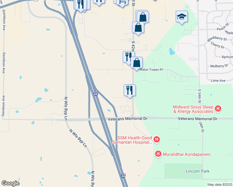 map of restaurants, bars, coffee shops, grocery stores, and more near 4260 Heritage Avenue in Mount Vernon
