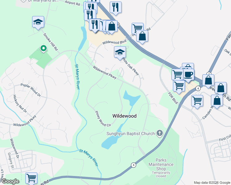 map of restaurants, bars, coffee shops, grocery stores, and more near 22896 Piney Wood Circle in California