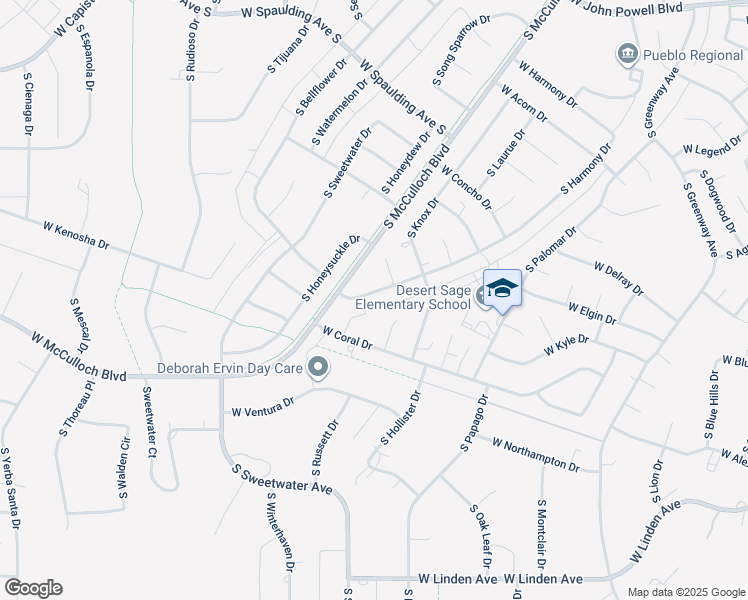 map of restaurants, bars, coffee shops, grocery stores, and more near 970 S Coral Ln in Pueblo