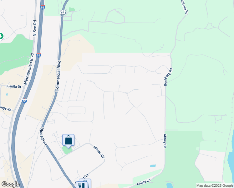 map of restaurants, bars, coffee shops, grocery stores, and more near 408 Trinity Ridge in Pevely