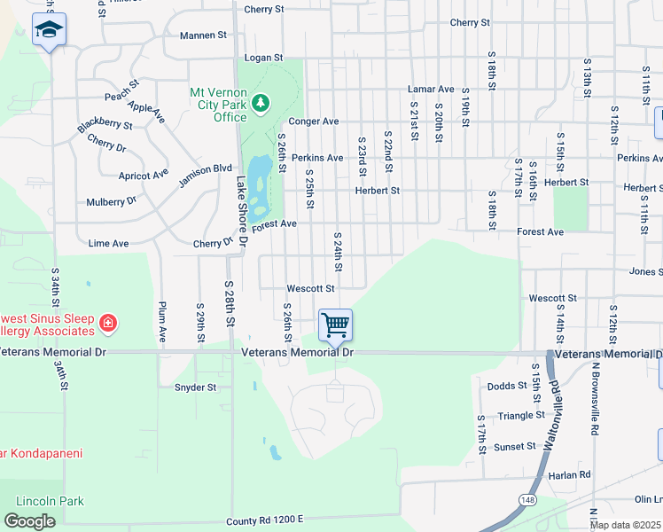 map of restaurants, bars, coffee shops, grocery stores, and more near 2400-2498 Wescott Street in Mount Vernon