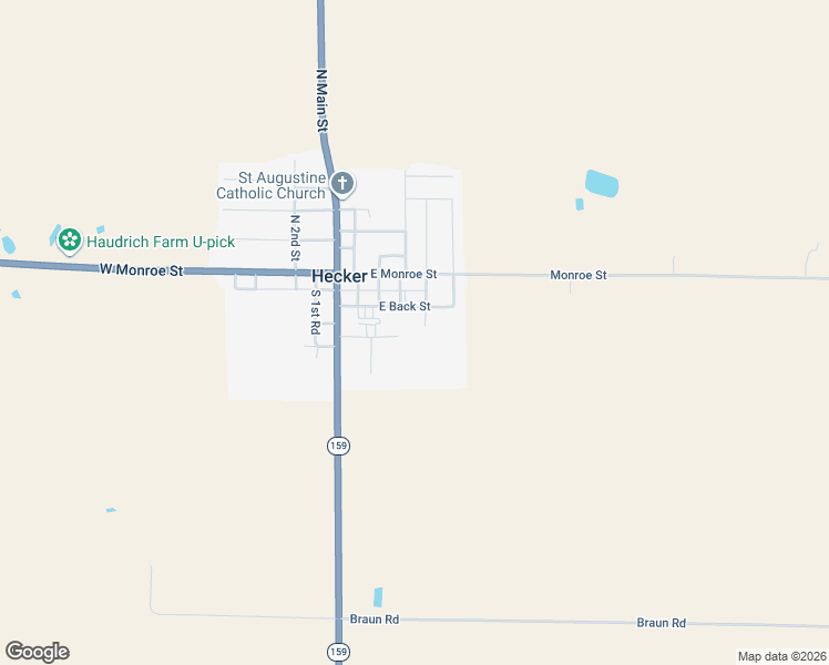 map of restaurants, bars, coffee shops, grocery stores, and more near 310 East Back Street in Hecker