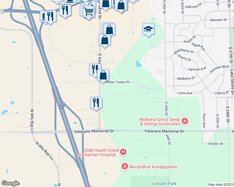 map of restaurants, bars, coffee shops, grocery stores, and more near 4044 Willow Spring in Mount Vernon